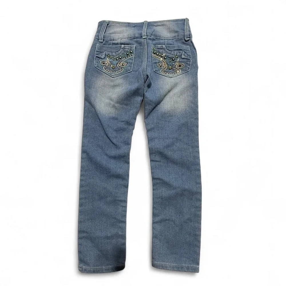 2BJ Jeans Style Girls Size 8 Embellished Butterfly Back Pocket Denim
